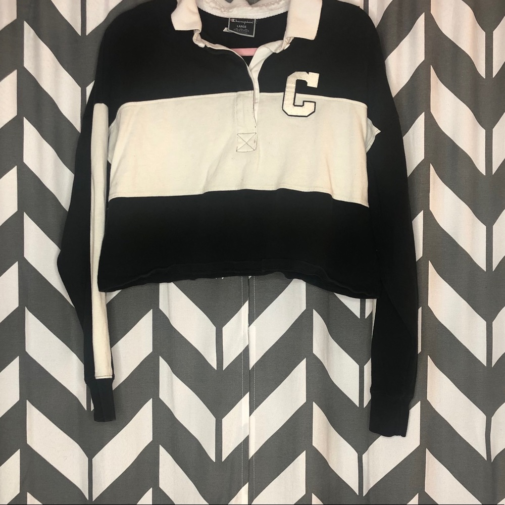 Black and White Letterman’s Cropped T-Shirt
